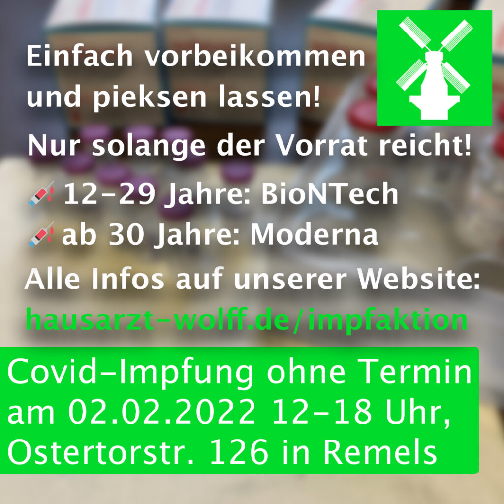 Impfaktion am 02. Februar von 12-18 Uhr! Impfaktion am 02. Februar von 12-18 Uhr!